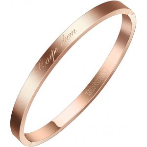 Kalanka-® Bracelet Jonc Fin En Acier Inoxydable 316l Avec Message Phrases D'inspiration Largeur 4 Mm Plusieurs Messages Au Choix Couleurs Or Rosé - Neuf