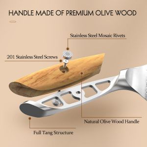 Mevronisshop-21cm Couteau De Chef Damas, Couteau Japonais En Acier Damas 73 Couches, Couteaux De Cuisine Professionnel Full Tang, Manche En Bois D'olivier - Neuf