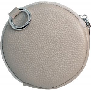 CAUC-Petit Portefeuille Rond en Cuir - Porte-Monnaie pour Cartes, Pi&egrave;ces et Petites Choses avec Mousqueton, Blanc - Neuf