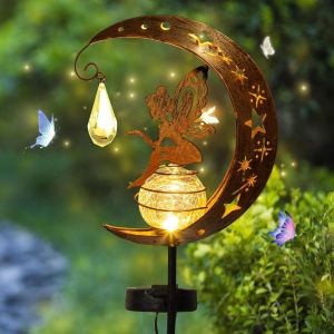 Kal-Lampes Solaires De Jardin,Lampe Solaire Lune,Led Boule De Verre Lumière De Jardin Étanche,Lampe Solaire Led Chemin Pelouse,Décoration Jardin Exterieur Pour Chemin De Pelouse,Patio,Balcon,Cour - Neuf