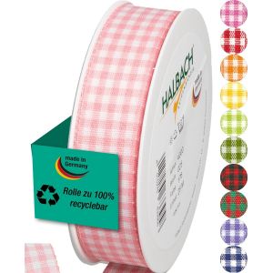 Kal-Vichy Ruban À Carreaux Rose Pâle De 25 Mm Pour Emballage Cadeau, Ruban De Célébration - Neuf