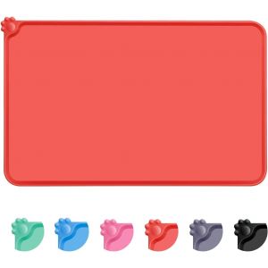 Cmws-Tapis Gamelle Chien, Tapis D'alimentation Pour Chat En Silicone Aux Normes Fda, Imperméable Et Antidérapant, Rouge, 54 X 38 Cm - Neuf