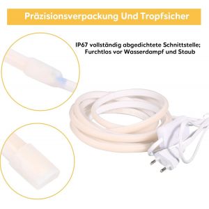 Frosted Bande LED Cob Blanc Exterieur 1M 10 Watt 320leds Avec Interrupteur et Prise,1 Meter IP67 Waterproof Strip Light 4000K (Blanc,1M) - Neuf