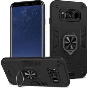 TRAHOO-Coque pour Samsung Galaxy S8, Etui de Protection Antichoc de Qualit&eacute; Militaire, Housse avec Anneau Support M&eacute;tallique, Support de Voiture Compatible, Noir - Neuf