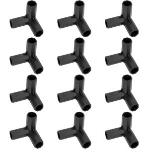 NouvelHorizonstore-12 Pi&egrave;ces 11mm Connecteurs de Construction de Cadre de Serre, Raccord de Tuyau &agrave; Angle Droit 3 Voies pour Treillis de Raisin/Abri Solaire, Accessoires de Serre Noir - Neuf