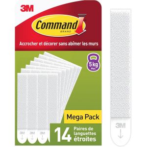 KALANKA-Languettes Accroches Tableaux pour Cadres Fins, Blanc, 14 Paires (28 Languettes) - Fixation sans Dommage - Neuf