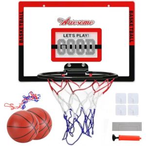 KAL-Mini Panier De Basket Pour Chambre, Panier De Basket Interieur Kit, Panier Basket Enfant, Panier De Basket Mural, Avec 2 Ballons De Basket Et 1 Pompe - Neuf