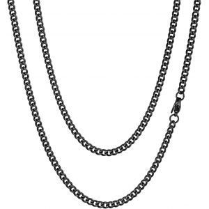 Kal-Chaine Homme Acier Inoxydable Collier Gros Maille Cubain Enfant Garcon Gourmette Massif Ras De Cou Punk [Argent/Noir/Plaque Or-Largeur: 3/6/9/12 Mm; Longeur: 36/46/51/55/61/66/71/76 Cm] - Neuf