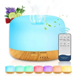 KALANKA-Diffuseur d'Huiles Essentielles 450ML, Humidificateur Ultrasonique Aromathérapie, Cadeau pour Maman, Diffuseur Électrique avec 7 Couleurs LED, Minuterie pour Maison, Bureau, Salon, Yoga, Spa - Neuf