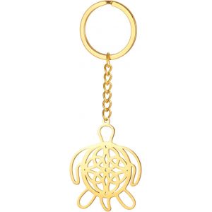 Kal-Porte-Clés Tortue Celtique En Acier Inoxydable Pendentif Totem Animal Ajouré Amulette De Tortue Marine Bijoux Mixte - Neuf