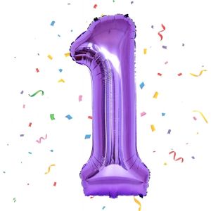 Grand Ballon En Aluminium Pour D&eacute;coration De 1Er Anniversaire, Anniversaire De Mariage De Gar&ccedil;ons Et Filles, 101,6 Cm, Violet En Forme De Chiffre 1 U2013 Compatible Avec L'H&eacute;lium - Neuf