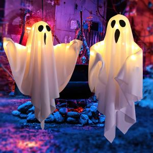 Trahoo-Fantome Halloween Decoration, Ghosts Hanging, Suspendu Fant&ocirc;me, Kit Fant&ocirc;me Lumineux, Halloween Decoration Exterieur Pour D&eacute;corations D'halloween Cour Pelouse Jardin - Neuf