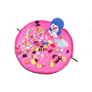 Tapis de jeu pour enfants de 150 cm de diam&egrave;tre (rose), organiseur de jouets pliable pour b&eacute;b&eacute;, sac de rangement pour enfants de 60 pouces - Neuf