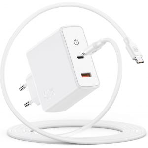 100W USB C Chargeur GaN 2 Ports pour Macbook Pro 16/15/14/13 Pouces 2016-2023, MacBook Air 15/13 Pouces, i-Pad Pro 13.9/12.9/11 Pouces,Tablettes,Smartphones,Ordinateurs Portables avec C&acirc;ble USB C &agrave; C - Neuf