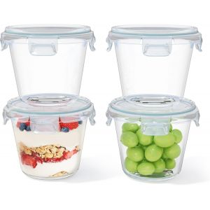 Mevronisshop-Bo&icirc;tes Alimentaires En Verre Borosilicate Avec Couvercle &iquest; Lot De 4 X 650 Ml &iquest; Herm&eacute;tiques & Sans Bpa &iquest; Id&eacute;ales Pour Meal Prep, Salades & Soupes &iquest; Compatibles Micro-Ondes & Lave-Vaissell - Neuf