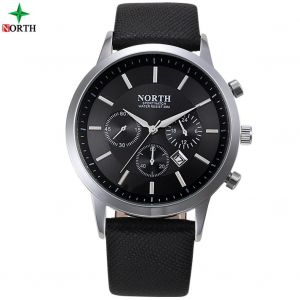 30m Étanche À Quartz Analogique Montre Bracelet En Cuir Montre-Bracelet Ronde Montre-Bracelet Noir - Neuf