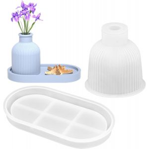 ERSHI-2 Pièces Moules en Silicone Vase, Moule de Coulée en Résine Epoxy, pour la Fabrication de Porte-Stylos, Vases et D'ornements[4877] - Neuf
