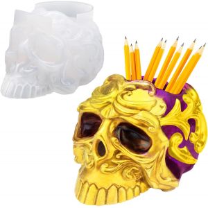 Moule En Résine Pour Crâne, Porte-Stylo, Moules En Silicone Pour Décoration Et Rangement De Stylos - Neuf