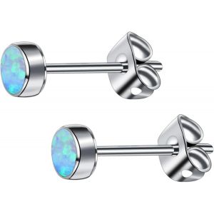 Kal-G23 Titane Opale Boucles D'oreilles Pour Femmes Filles Hypoallergénique Birthstone Boucles D'oreilles Sans Nickel Pour Oreilles Sensibles Bijoux De Mode - Neuf