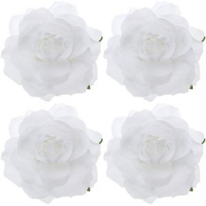 Kal-4 Pi&egrave;ces De Cheveux Roses Pince Fleur De Cheveux Barrettes Cheveux Femme Cheveux &Eacute;pais Broche Cheveux Pour Mariage Floral &Eacute;pingle &Agrave; Fleur De Soie Manquer Blanche Ancien - Neuf