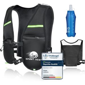 APT-Gilet de course pour homme - Léger et respirant - Avec bouteille d'eau de 500 ml - Sac à dos de course réfléchissant - Plusieurs poches et sangle réglable - Pour la randonnée, le cyclisme, la cou - Neuf