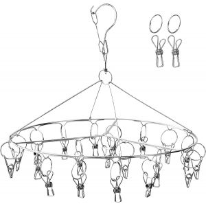 Etendoir ChaussetteS&eacute;choir &agrave; Chaussettes,Crochet &agrave; Linge,Etendoir Linge Exterieur Solide avec 36 Pinces a Linge INOX pour Chaussettes,sous Vetement,Serviettes(1 Pack) - Neuf