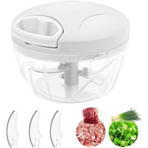 Hachoir &Agrave; L&eacute;gumes,500 Ml,Manuel,Hachoir &Agrave; Oignons,Hachoir Manuel Avec Cordon De Serrage,Hachoir Multifonction Avec 3 Lames En Acier Inoxydable,Hachoir &Agrave; L&eacute;gumes De Cuisine - Neuf