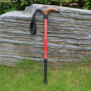 Batons D'escalade D'exterieur Avec Poignee En T, Batons De Randonnee Et De Marche (Rouge) - Neuf
