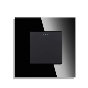 Interrupteur de bouton à bascule de avec points fluorescents,plaque murale Noir en verre en cristal moderne,interrupteur d'éclairage,1 compartiment,interrupteur à 3 pôle,10A 250V - Neuf
