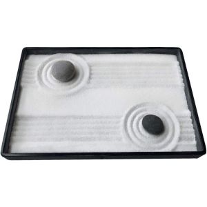 MEVRONISSHOP-Mini jardin zen classique avec r&acirc;teau, stylo &agrave; sable en bambou, stylo &agrave; sable et stylo &agrave; dessin Zen Garden Guild et pierres de rivi&egrave;re s&eacute;lectionn&eacute;es bien emball&eacute; cadeau Dimensions 25,4 x - Neuf