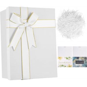 Tianyi-Bo&icirc;te Cadeau, Petite Bo&icirc;te En Carton, Bo&icirc;tes Cadeaux Avec Couvercle Pour No&euml;l, Anniversaire, F&ecirc;te, Emballage Cadeau, Avec Du Raphia, 2 Cartes De V?Ux - Blanc - Neuf