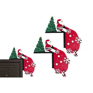 Lot de 2 d&eacute;corations de porte de No&euml;l en m&eacute;tal repr&eacute;sentant le P&egrave;re No&euml;l, pour d&eacute;corer votre maison pendant les f&ecirc;tes. - Neuf