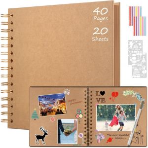 Mevronisshop-Album Photo Scrapbooking 21x21cm, Fait &Agrave; La Main Album Spirale 40 Pages, Livre D'or Pour Voyage Mariage, Cadeaux De No&euml;l Anniversaire Cadeaux De Saint-Valentin (Kaki) - Neuf