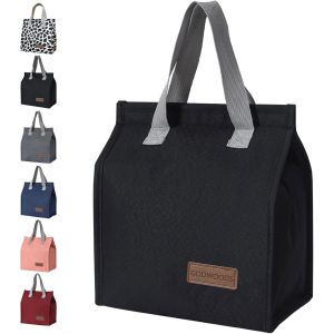 Grand sac à déjeuner isotherme pour homme et femme, ,étanche pour le bureau,le travail,la plage ou les voyages (noir) - Neuf