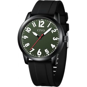 Eryi-Montre Homme Simple Classique Avec Gros Chiffres Design Étanche Analogique Quartz Caoutchouc Cuir Nylon Cadeau Homme - Neuf