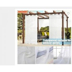 2 Pièces Rideau De Porte Imperméable Pour Extérieur, Jardin, Terrasse, Tonnelle Avec ?Illets Pour Porte Coulissante - 132*213cm - Neuf