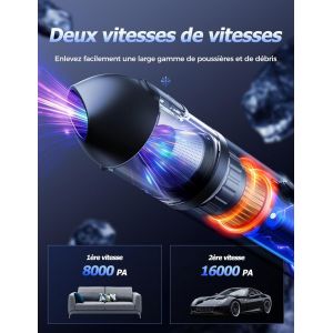 Aspirateur Voiture Puissant, 15000pa Aspirateur &Agrave; Main Avec Moteur Brushless Haute Performance, Aspirateur De Table Avec 11 Accessoires, Aspirateur Portable Pour Canap&eacute; Maison Voiture Bureau Table - Neuf