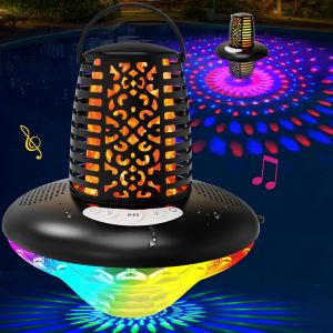 Enceinte Bluetooth Piscine Flottante, Enceinte Bluetooth Portable Avec Lumi&egrave;re De Flamme Et Color&eacute;, Enceinte Douche &Eacute;tanche Ip68,Appairage Tws,Double Hd St&eacute;r&eacute;o Haut Parleur Puissant, Noir - Neuf