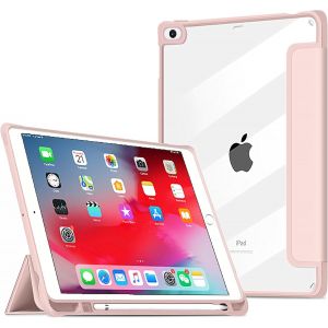 ELVORIX-&Eacute;tui pour iPad 9.7 2018 2017 / iPad Air 1/2 Coque avec Porte-Stylo, iPad 6e/5e G&eacute;n&eacute;ration Triple Support en Cuir PU Coque + Cover Housse Arri&egrave;re Transparente de Protection Antichoc, Rose - Neuf