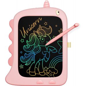 Tablette graphique pour enfants de 2 à 3 ans, tablette d'écriture LCD, tablette à dessin, ardoise magique, dinosaure, pour garçons et filles de 2, 3, 4, 5 et 6 ans, cadeaux d'anniversaire (rose) - Neuf