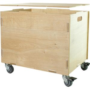 MEVRONISSHOP-Caisse avec roulettes et couvercle 45,5x34,5x39,5cm (Coffre en bois avec poignées) - Caisses de rangement avec roues - Bac de rangement/Boîte de rangement pour documents, jouets, livres - Neuf