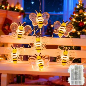TRAHOO-Guirlande Lumineuse Abeilles 3M 30LED, Guirlande LED &agrave; Piles D&eacute;corative, Lumi&egrave;res de F&eacute;e pour Chambre &agrave; Coucher, Salon, Sapin de No&euml;l, Terrasse, Cadeau Original, Ambiance de No&euml;l - Neuf