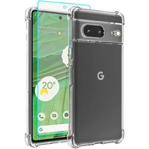 LORANKA-Funda Pixel 7, Fundas Google Pixel 7 Con HD Protector Pantalla, Transparente Suave Anti-Choque TPU Anti-ara&ntilde;azos Silicona Para Google Pixel 7,Transparente - Neuf