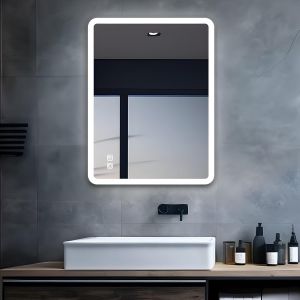 SUBZONAL-Miroir de Salle de Bain &agrave; LED avec &eacute;clairage - 70 x 50 cm - Grand Miroir de Salle de Bain avec Bouton Tactile - Intensit&eacute; Variable - Lumi&egrave;re Chaude et Blanche Anti-bu&eacute;e pour Salle de Bain - Neuf
