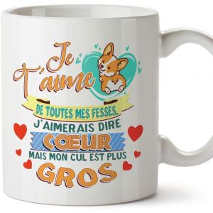 Eryi-Tasse/Mug Drôle - Je T'aime De Toutes Mes Fesses. - Cadeau Rigolo Avec Des Messages Humoristiques - Neuf