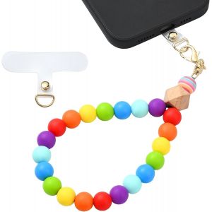 Kal-Dragonne De Téléphone En Silicone Perlée, Cordon De Téléphone Portable Avec Languette D'attache, Bracelet Élastique Mains Libres Pour Femme, Couleurs Mélangées 7 - Neuf