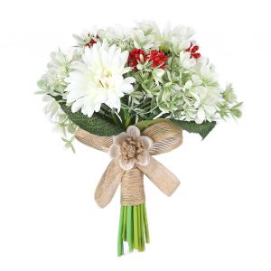 Hjlian Bouquet De Mariee Artificiel, Decoration Florale Pour Ceremonie De Mariage, Anniversaire, Fete, Rouge - Neuf