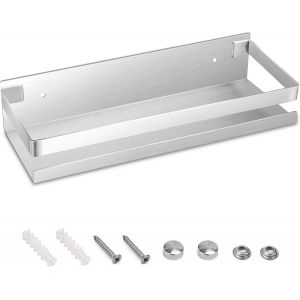 Étagère De Douche Étagère Salle De Bain En Acier Inoxydable Étagère De Rangement Murale Rectangulaire Pour Cuisine Salle De Bain Salon Hôtel 30cm (Argent) - Neuf