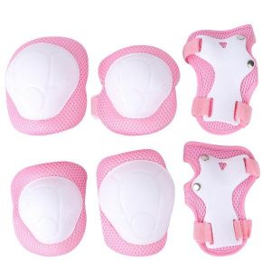 Ensemble Genouillère Réglable Et Équipement De Protection Pour Enfants : Genouillères, Coudières, Protège-Poignets Pour Skateboard, Vélo Et Plus Encore - Rose - Neuf