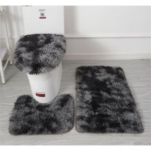 Lot de 3 tapis de salle de bain doux en microfibre-Tapis de bain antid&eacute;rapant et moelleux en peluche moelleuse pour salle de bain-Tapis de bain absorbant l'eau,lavable en machine (noir) - Neuf